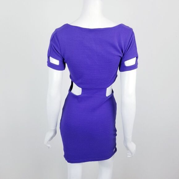 Asos Purple Cutout Mini Bodycon Dress Size 6 - Picture 6 of 6